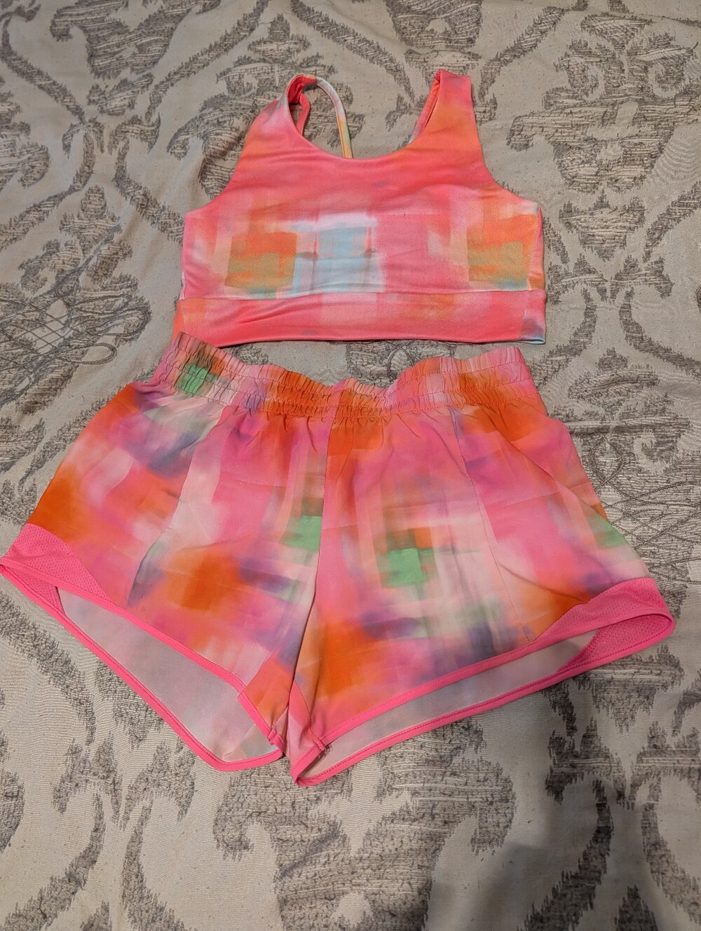 Girls' Athletic Works Bright Coral Performance Tank Top & Athletic Shorts